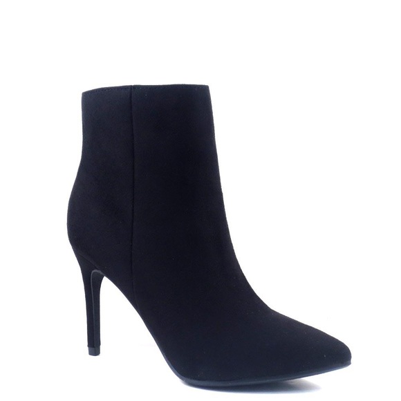 Pointy Toe Faux Suede Ankle Mid Heel Bootie - Picture 2 of 3